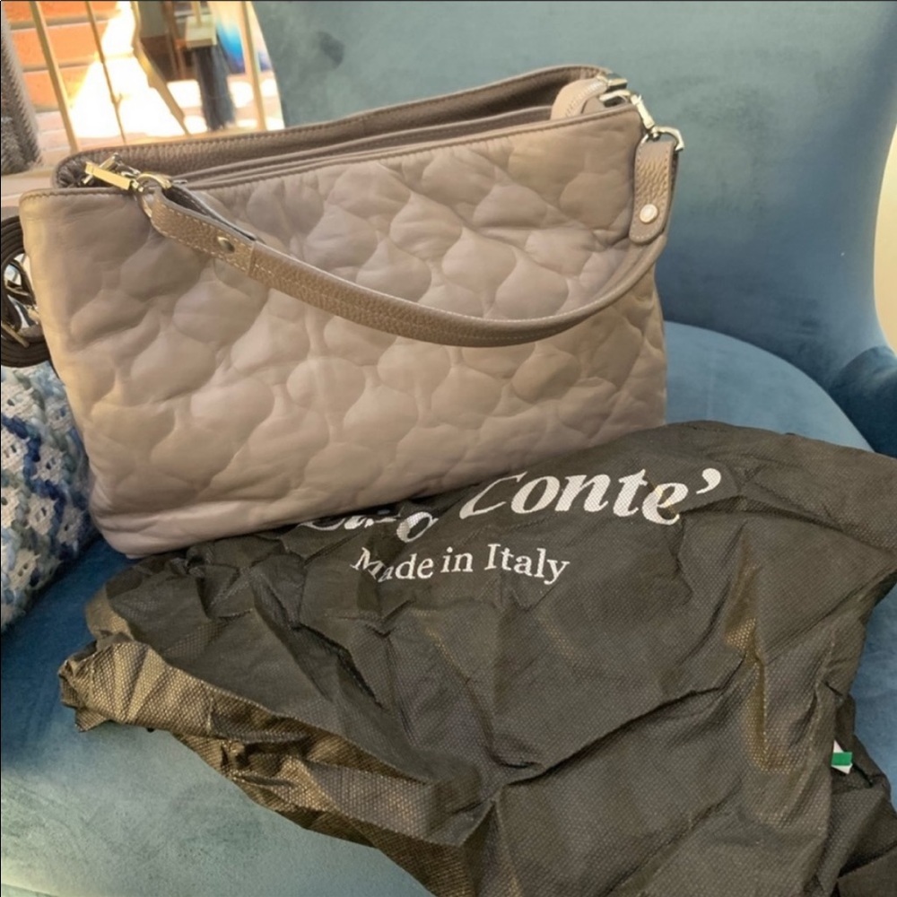 Lisa Conte grey genuine leather shoulder/crossbody bag